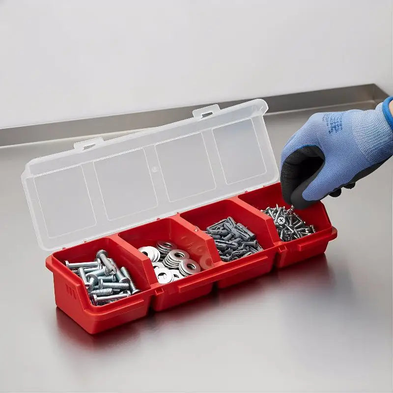 4-Compartment Plastic Parts Storage Box with Lid | Screw Organizer Parts Storage Box Axl