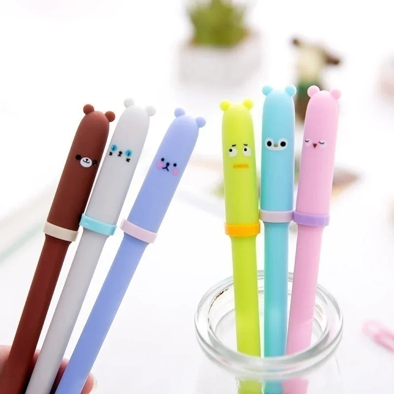 6-Piece Kawaii Animal Gel Pen Set – Cute Korean Stationery Gift Kawaii Gel Pen Set Axl