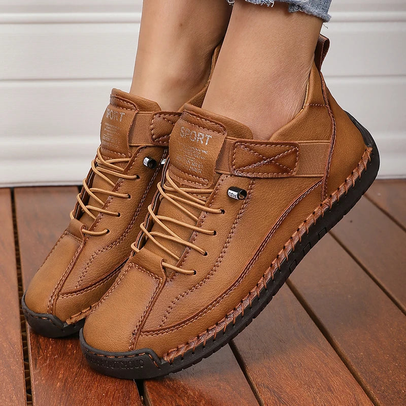 ZULIWAGN Women's Retro Ankle Boots – British Lace-Up Loafers Women's Ankle Boots Axl Brown 36