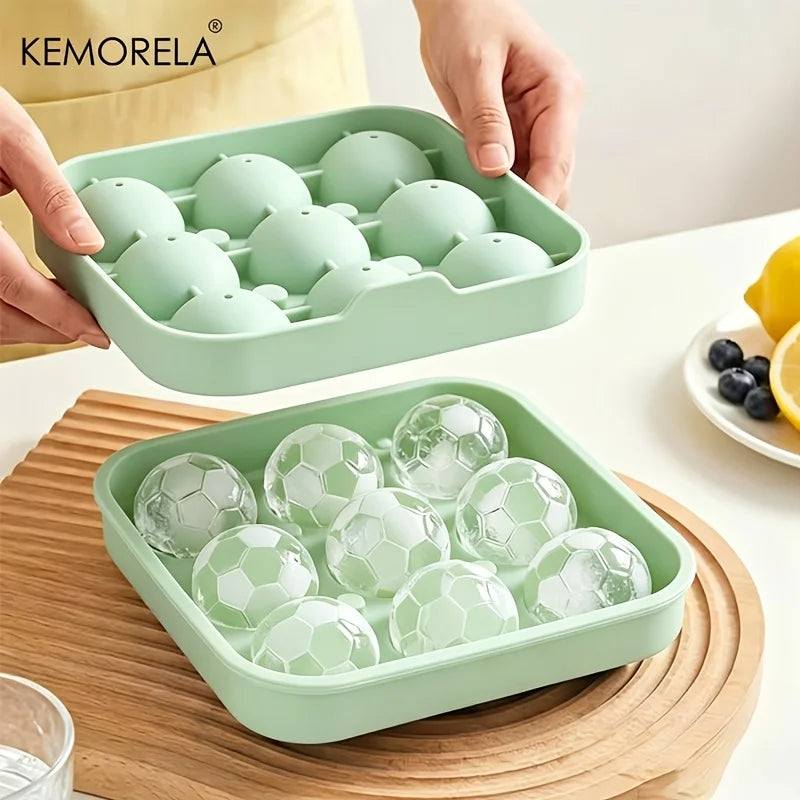 Soccer Ball Ice Ball Mold – 9-Hole Silicone Tray with Lid Silicone Ice Mold Axl Green