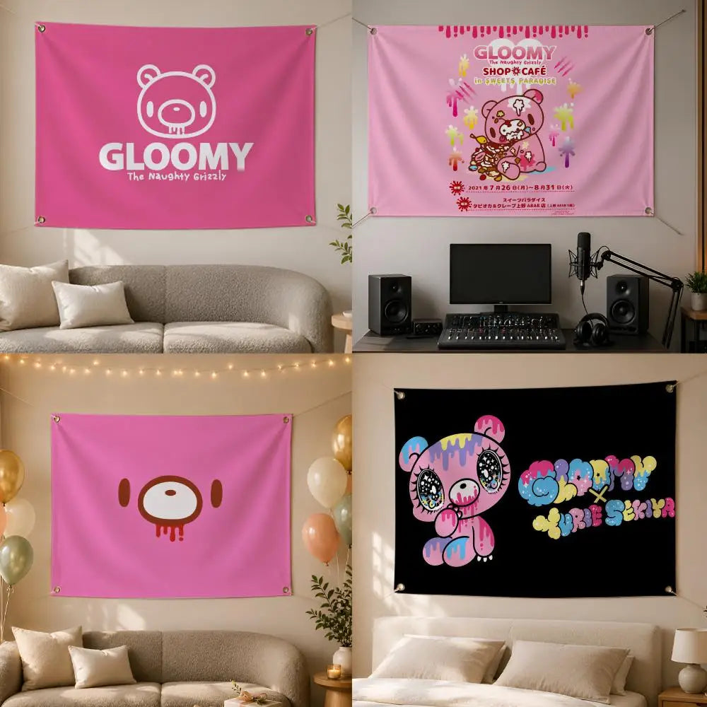 Gloomy Bear Wall Hanging Flag Banner – Indoor & Outdoor Decor Wall Flag Banner Axl