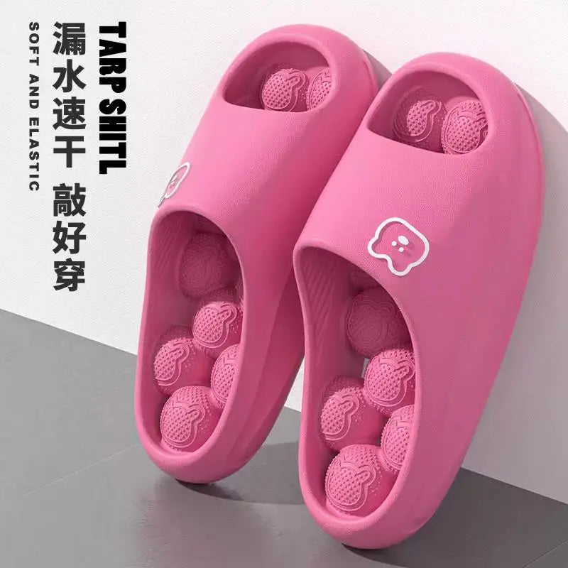 Women's Massage Platform Slides – Hollow Out Bathroom Slippers Massage Platform Slides Axl rose red 44-45