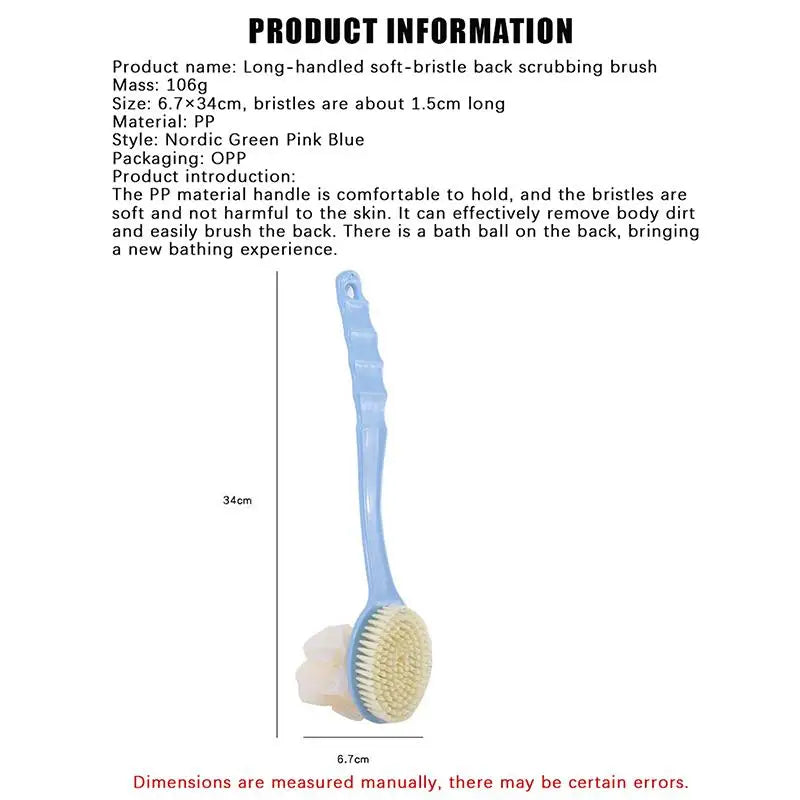 Long Handle Bath Body Brush – Loofah & Bristles Shower Scrubber Bath Body Brush Axl