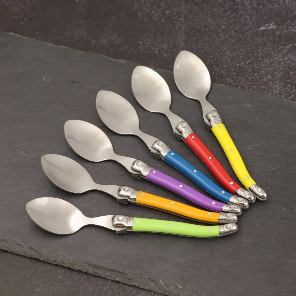 6-Piece Laguiole Stainless Steel Spoon Set – Black & Red Flatware Spoon Set Axl