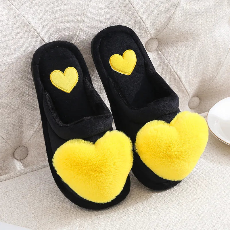 Women's Fuzzy Winter Slippers – Warm Fur Thick Sole Indoor Slides Winter House Slippers Axl YELLOW 36-37