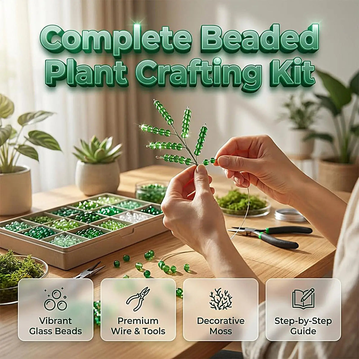 DIY Beaded Plant Kit – 5500 Piece Handmade Beading Craft Set Beading Craft Kit Axl