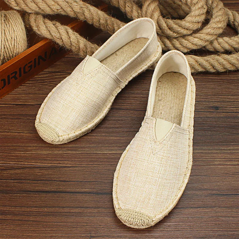 Men's Linen Canvas Slip-On Loafers – Breathable Casual Flats Canvas Slip-On Loafers Axl