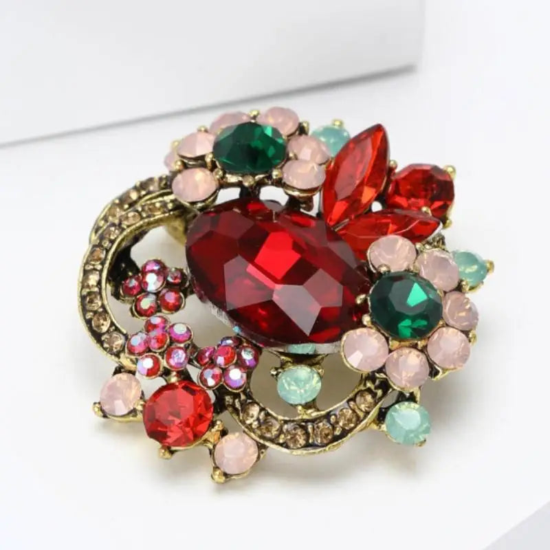 Crystal Flower Brooch – Elegant Floral Pin for Women Crystal Brooch Pin Axl