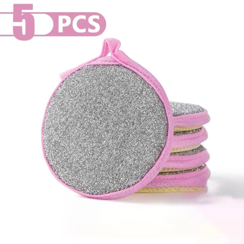 Double-Sided Dishwashing Sponge Scouring Pads | 3/5/10 Pack Kitchen Sponge Pad Axl pink 5pcs