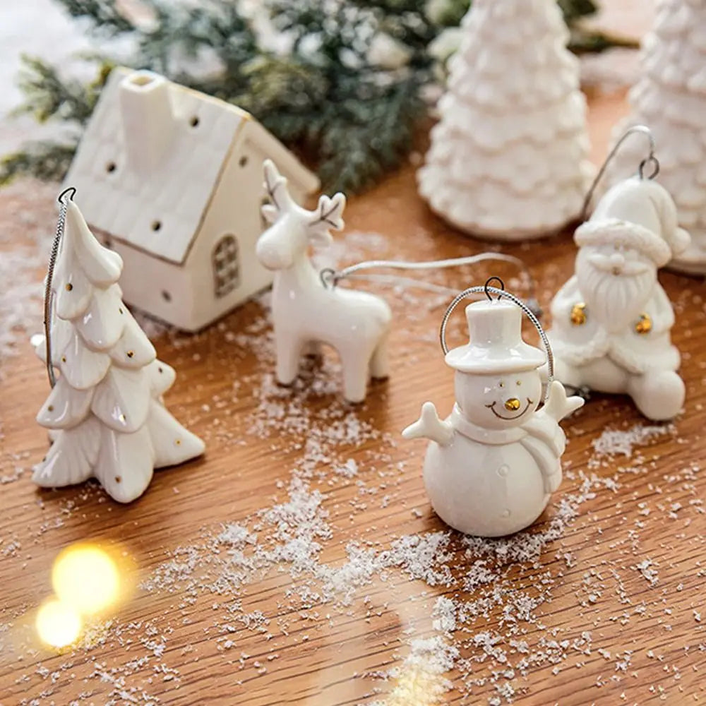 Ceramic Christmas House Pendant – Hollow Snow House Ornament Christmas Ornament Axl