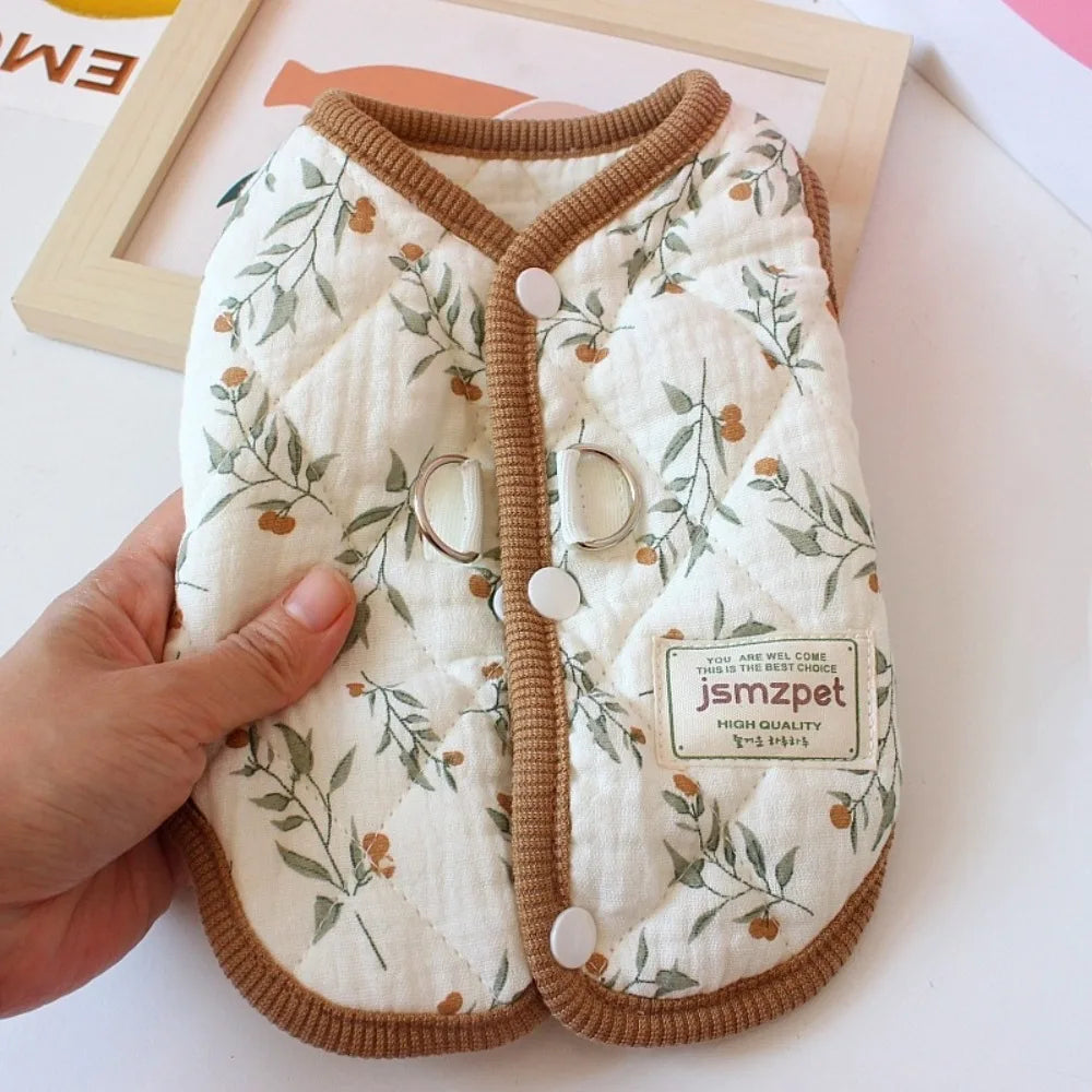 Rabbit Print Winter Dog Coat – Warm Velvet Puppy Jacket Dog Coat Axl S leaf