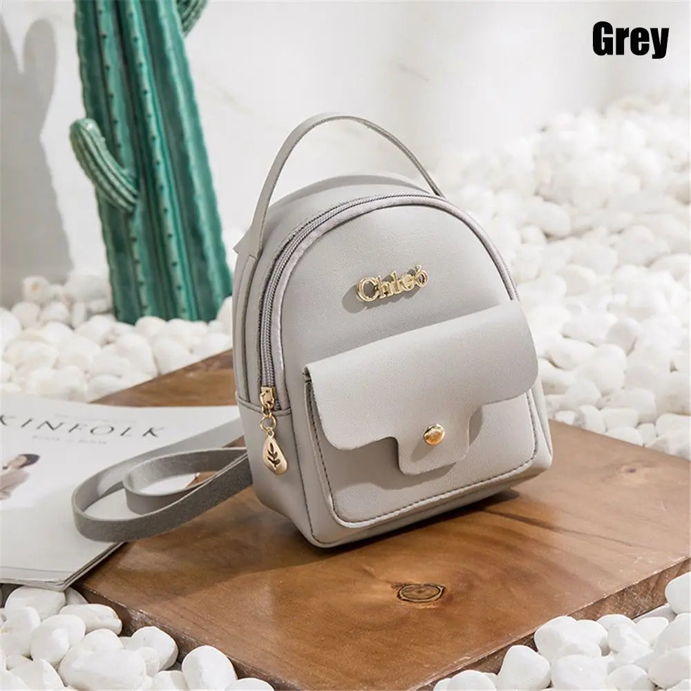 Women's Mini PU Leather Backpack – Casual Small Bookbag Mini Leather Backpack Axl grey