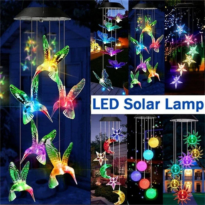 Solar LED Wind Chime Color Changing Crystal Ball Garden Light Solar Garden Light Axl