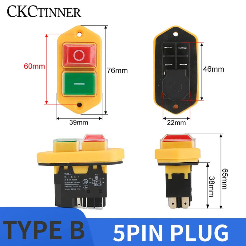 YH02A IP55 Electromagnetic Push Button Safety Switch – KLD28A KJD17A Push Button Switch Axl TYPE-B 5PIN PLUG 110 V