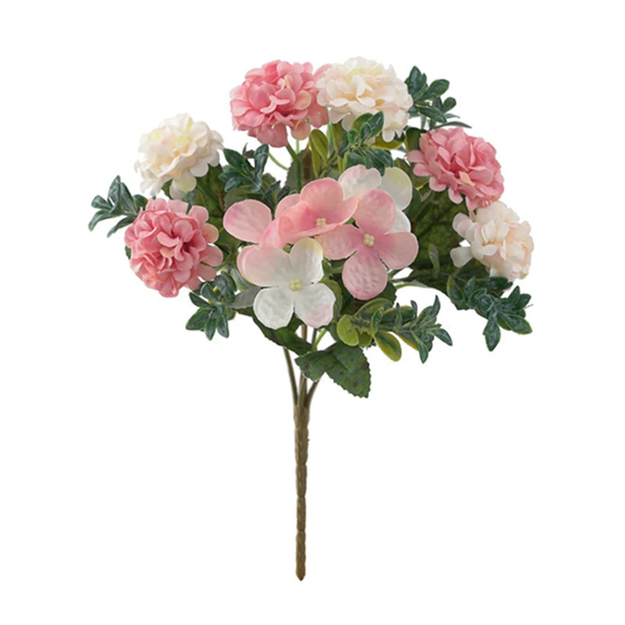 Silk Hydrangea Artificial Flower Bouquet | Wedding & Home Decor Artificial Flower Bouquet Axl Pink 3 pcs