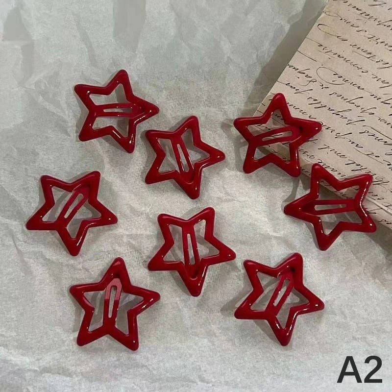 5-Pack Red Star Metal Snap Hair Clips – Fashion Barrettes Hair Clips Barrettes Axl A2
