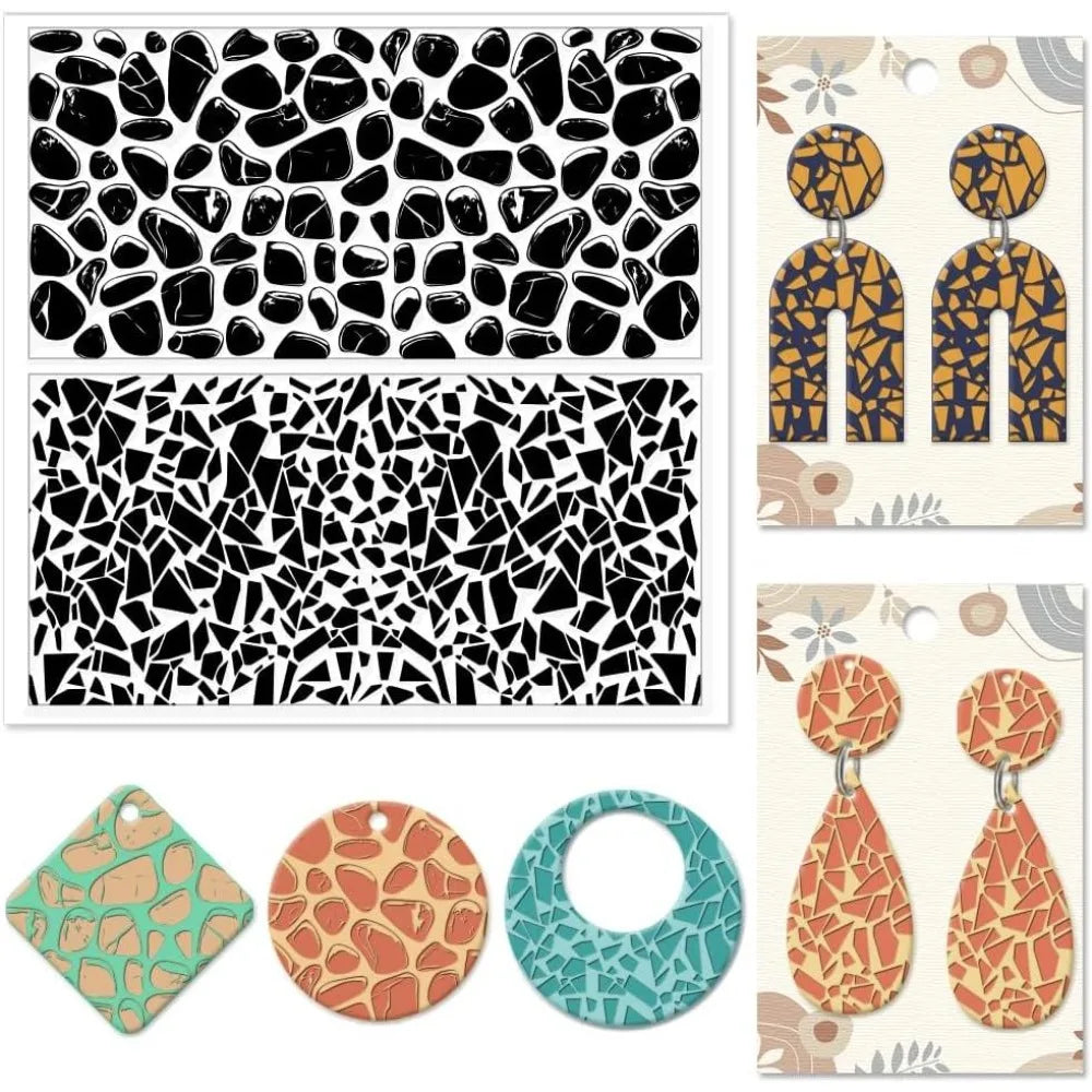 Polymer Clay Texture Sheets – Tile & Pebble Stamp Mat for DIY Clay Texture Stamp Axl AECH04-19551