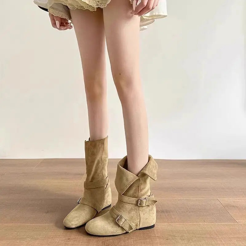 Women's Wedge Ankle Boots – Low Heel Slip-On Dress Boots Wedge Ankle Boots Axl