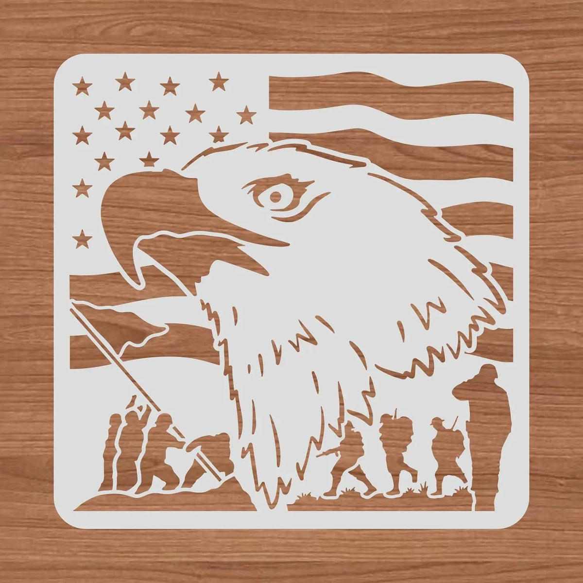 12x12 Independence Day Eagle Flag Stencil – Reusable PET Painting Stencil Axl AECH04-14277