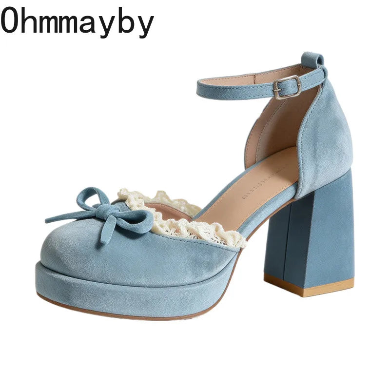 Butterfly-Knot Mary Jane Heels | Lolita Ankle Strap Pumps Mary Jane Pumps Axl