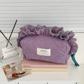 Women's Vintage Gingham Makeup Bag – Large Capacity Organizer Cosmetic Makeup Bag Axl purple-1pc