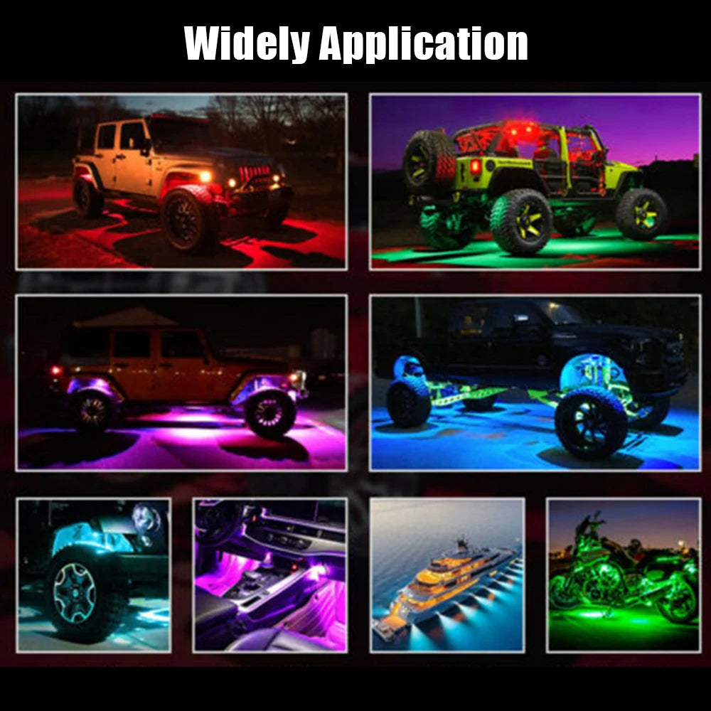 RGB LED Rock Lights Bluetooth APP Music Sync | 4/6/8 Pod Kit LED Rock Light Kit Axl
