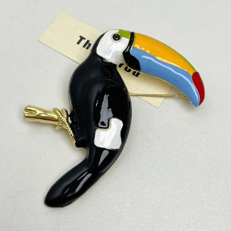 Retro Colorful Oil Drop Parrot Brooch Pin & Necklace Fashion Brooch Pin Axl A1