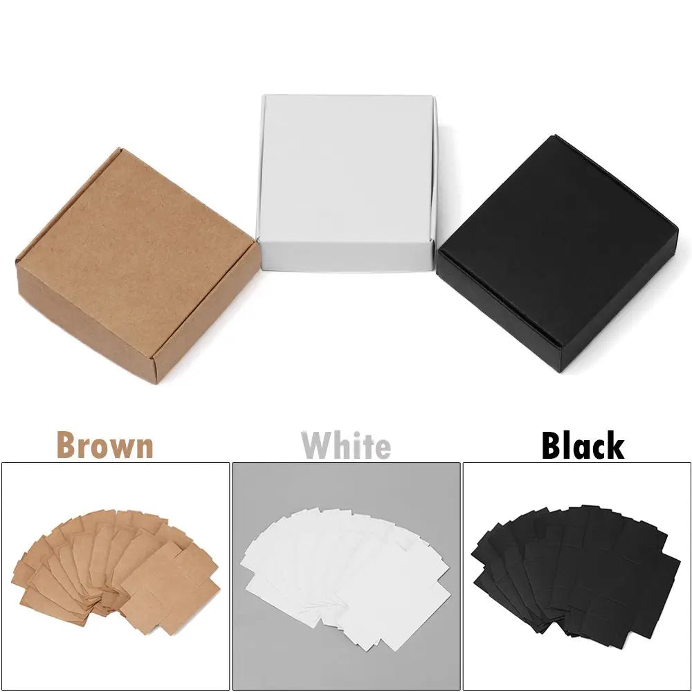 10-Pack Kraft Paper Gift Boxes – 9 Sizes Brown White Black Gift Packaging Boxes Axl