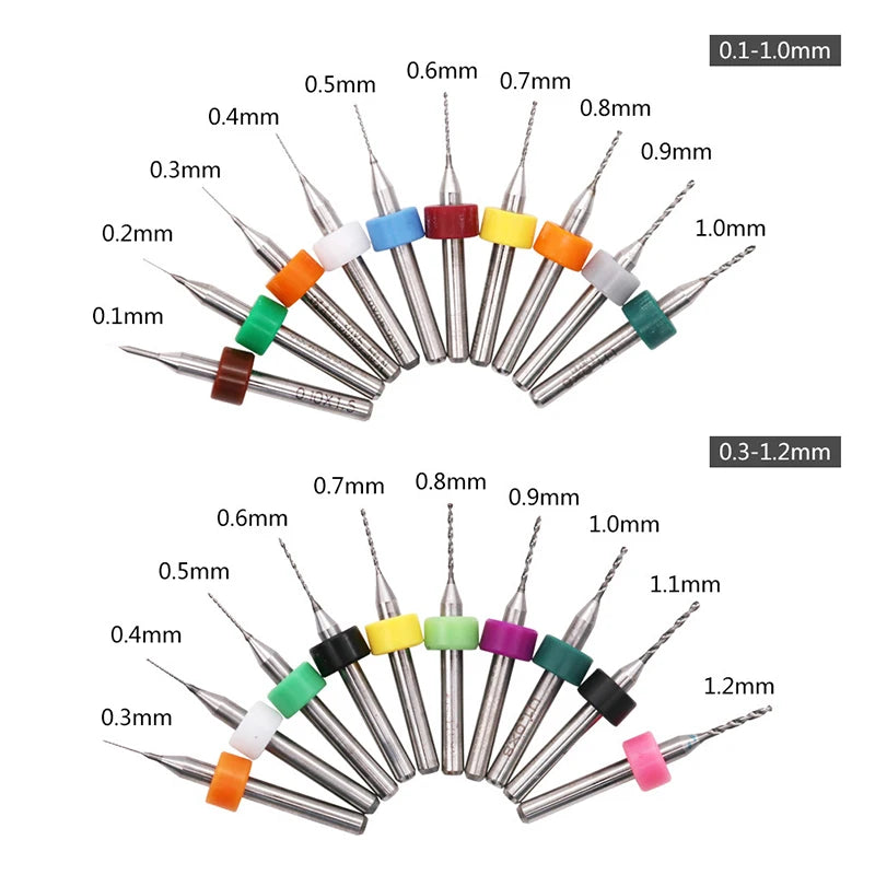 10-Pc Carbide Micro Drill Bits Set for PCB Circuit Boards Micro Drill Bit Set Axl