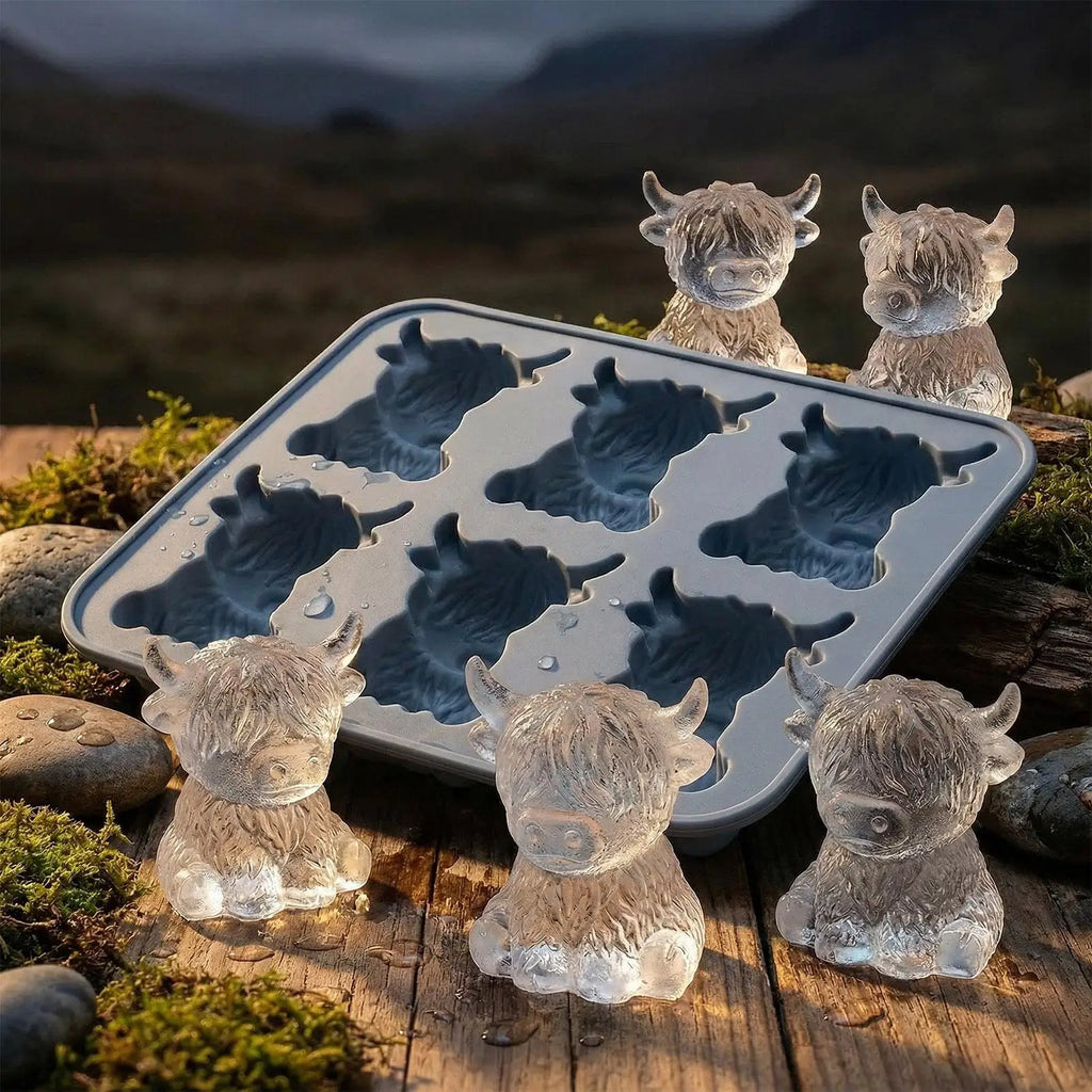 Highland Cow Silicone Ice Mold – 6-Cavity Cute Cow Shape Tray Silicone Ice Mold Axl