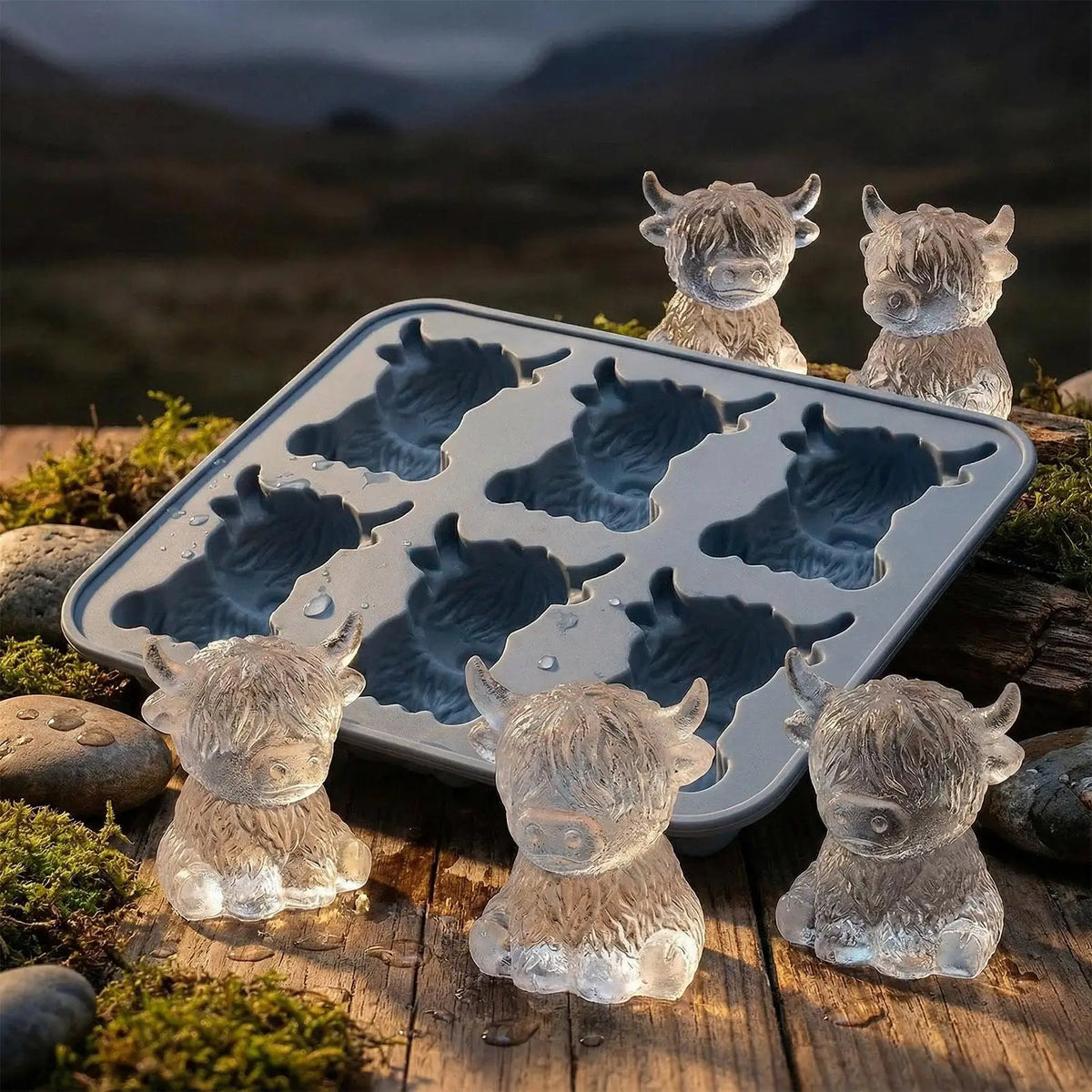 Highland Cow Silicone Ice Mold – 6-Cavity Cute Cow Shape Tray Silicone Ice Mold Axl