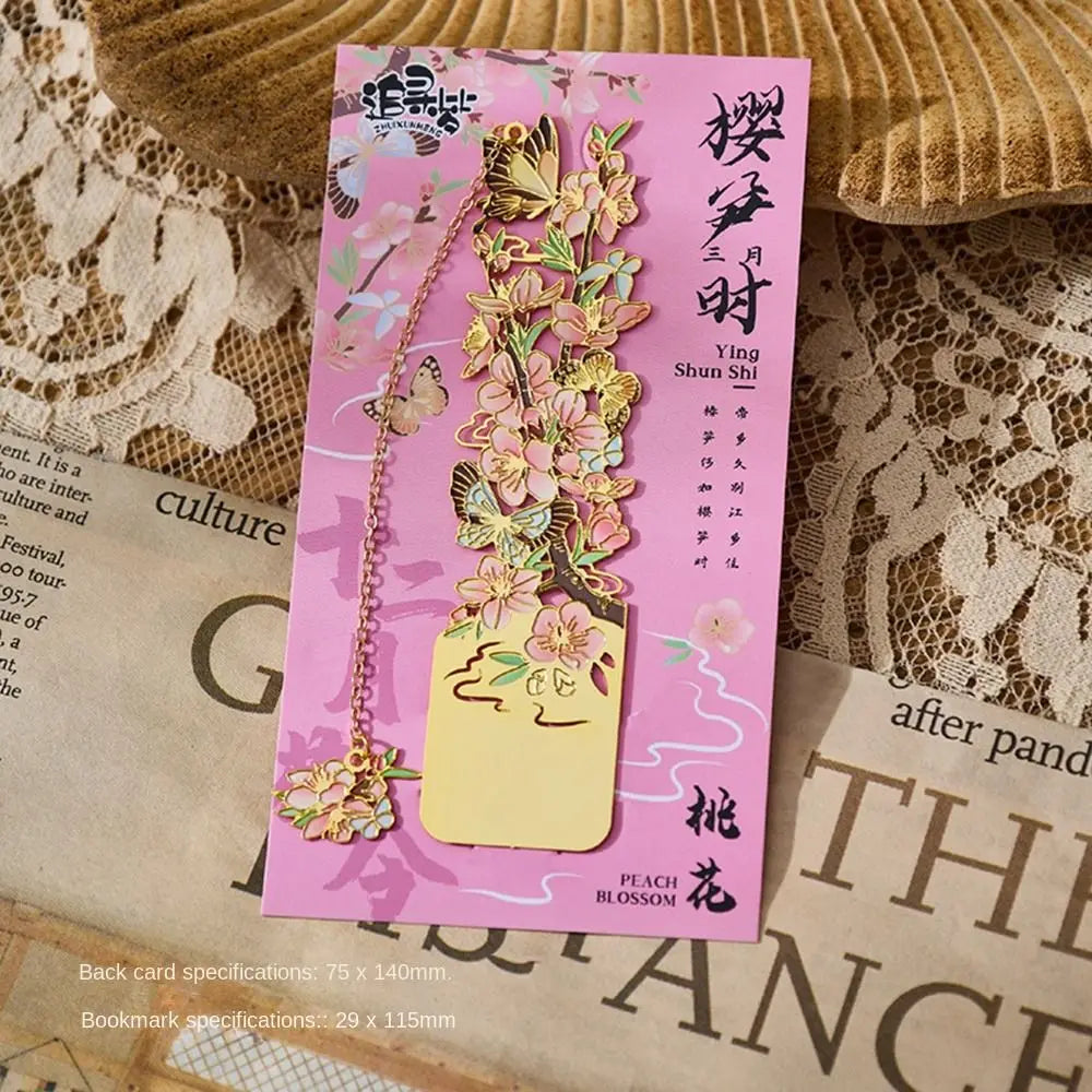 Retro Metal Hollow Flower Bookmark with Tassel | Chinese Style Metal Bookmark Axl Style 3