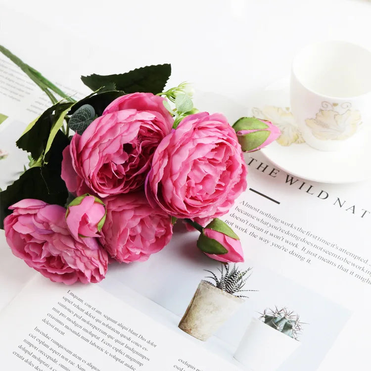 Silk Peony Bouquet – Artificial Flowers for Wedding & Home Decor Artificial Flower Bouquet Axl rose