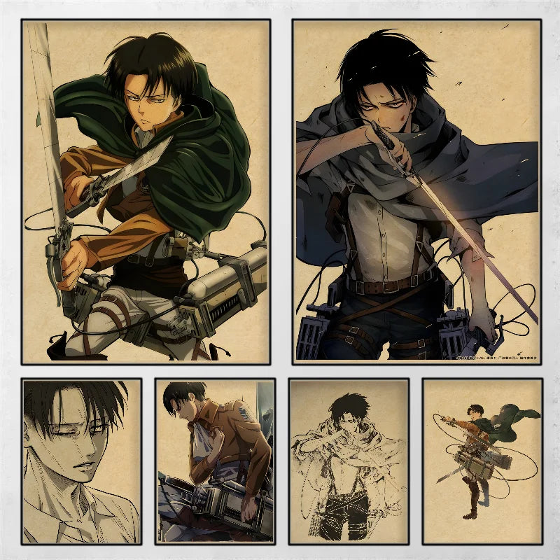 Attack on Titan Levi Ackerman Anime Poster | Wall Sticker Art Anime Wall Poster Axl
