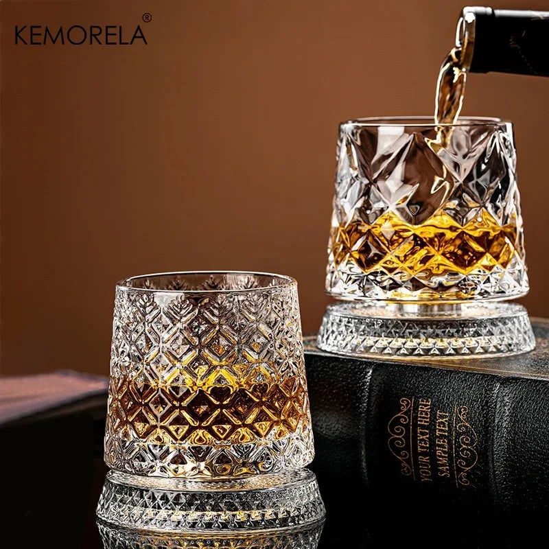 360° Rotating Whisky Glass – Crystal Snifter Gift for Men Rotating Whisky Glass Axl