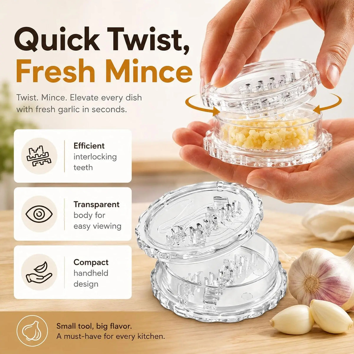 Transparent Manual Garlic Press Crusher & Masher | Kitchen Tool Garlic Press Axl