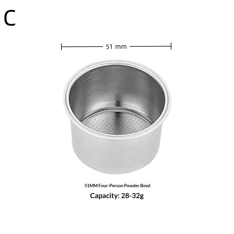 Bottomless Coffee Filter Basket 51mm 54mm 58mm Stainless Steel Coffee Filter Basket Axl C