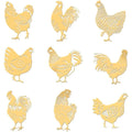 9-Pack Golden Metal Rooster Stickers – Epoxy DIY Craft Decor Craft Stickers Axl AECH04-18961