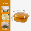Double Layer Bamboo Fridge Storage Box with Drain Basket & Lid Food Storage Container Axl D