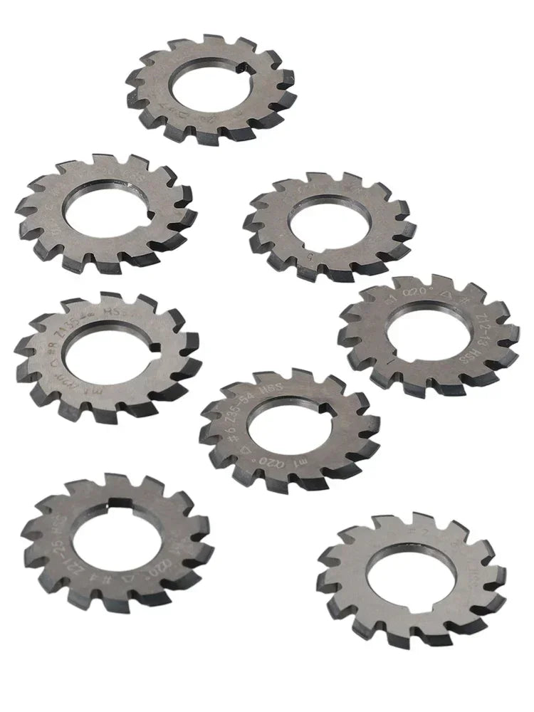 M1 HSS Involute Gear Cutter Set – 8-Piece, 20° Pressure Angle Gear Cutter Set Axl
