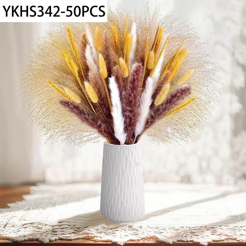 Natural Dried Pampas Grass & Bunny Tails Boho Bouquet Dried Flower Bouquet Axl 50PCS