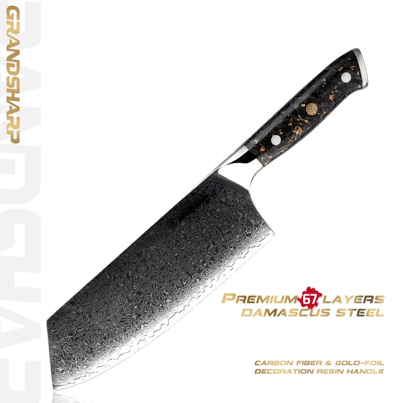 Grandsharp 7.5" Damascus Steel Chinese Cleaver – Carbon Fiber Damascus Cleaver Knife Axl Default Title