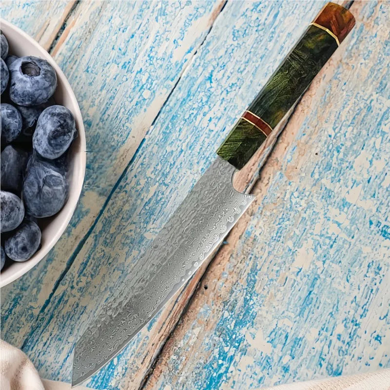 Damascus Nakiri Chef Knife – 67-Layer VG10 Steel | 8 Inch Damascus Chef Knife Axl