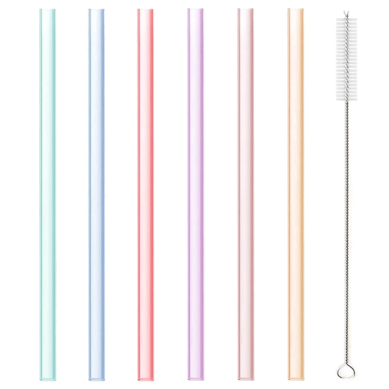 6-Pack Reusable Silicone Straws BPA-Free with Cleaning Brush Reusable Drinking Straws Axl Small