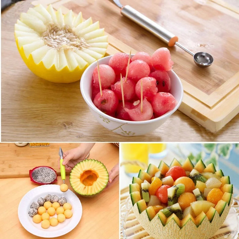 Dual Head Melon Baller & Fruit Carving Scoop Kitchen Tool Melon Baller Scoop Axl