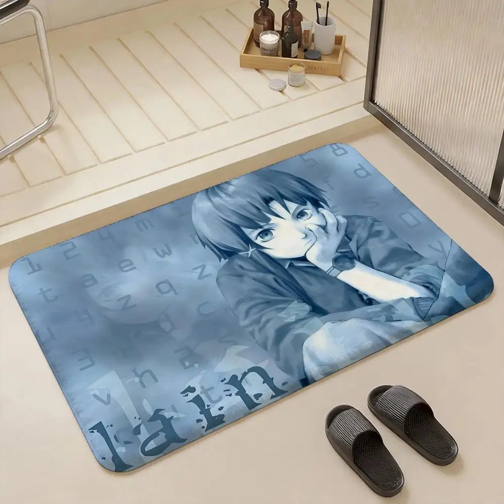 Serial Experiments Lain Anime Flannel Floor Mat – Non-Slip Rug Anime Floor Mat Axl