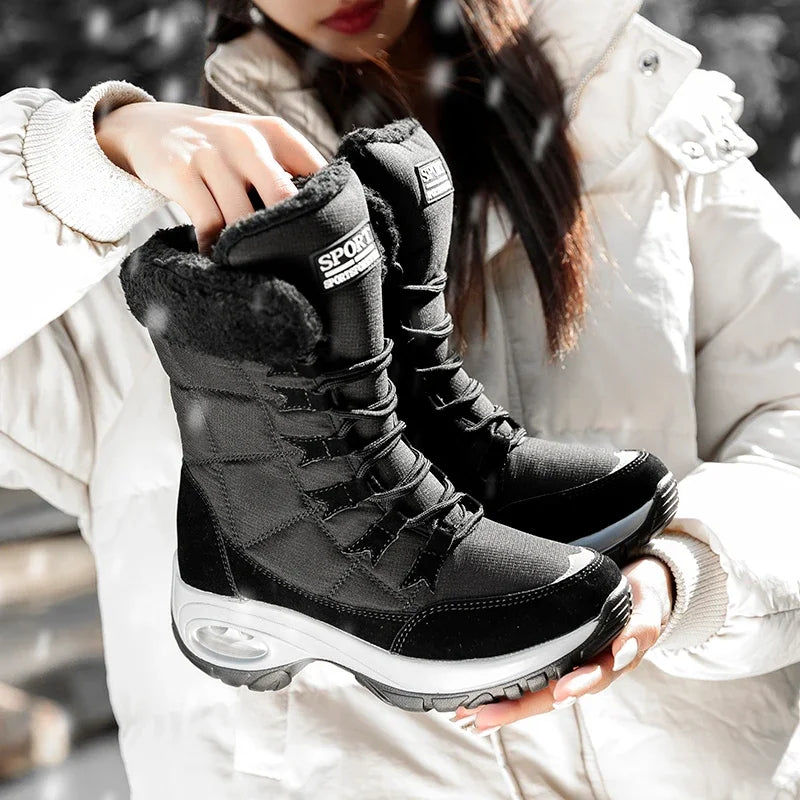 Women's Winter Platform Snow Boots – Waterproof Fur-Lined Women's Snow Boots Axl black 36