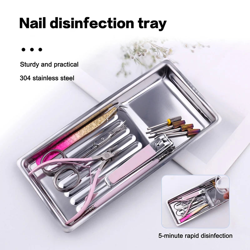 Nail Tool Sterilizing Tray – Stainless Steel Disinfection Dish Nail Sterilizing Tray Axl