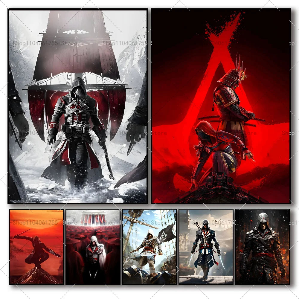 Assassin's Creed Poster – Self-Adhesive Waterproof Wall Sticker Wall Art Poster Axl