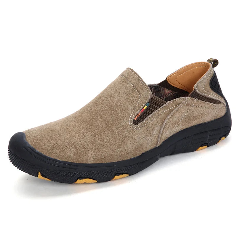 Men's Leather Slip-On Loafers – Handmade Moccasin Driving Shoes Men's Leather Loafers Axl Khaki 48